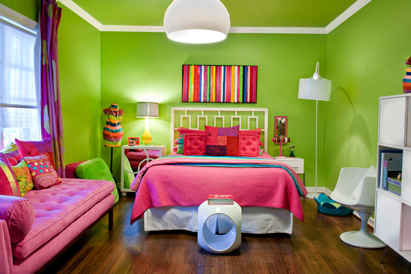 艺术壁材绿色卧室效果