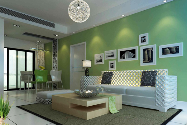绿色艺术壁材客厅效果